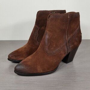 FRYE Renee Seam Short Boot , Brown Suede, Womens Size 8.5 M